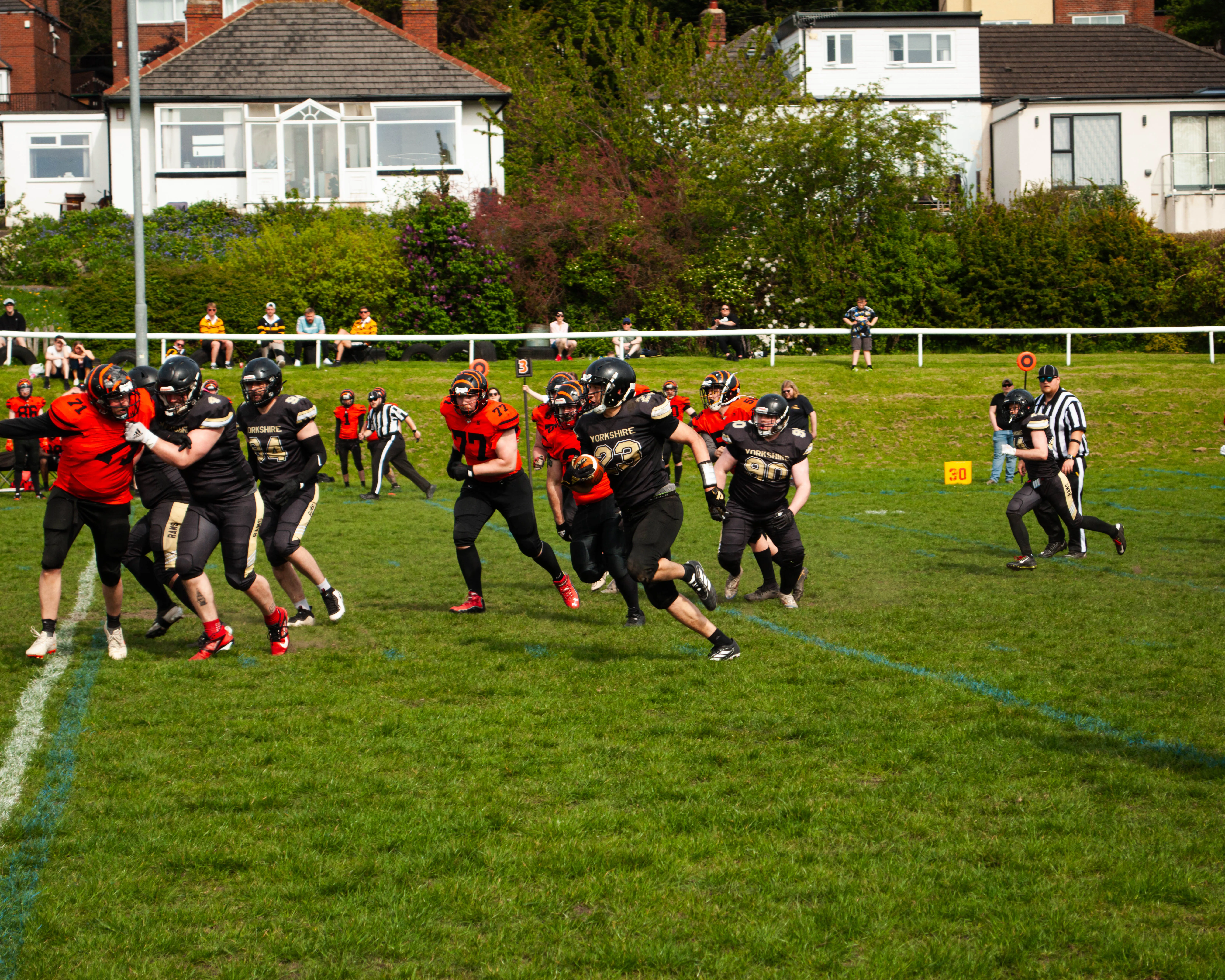 Tyler Broad returns an interception for a TD